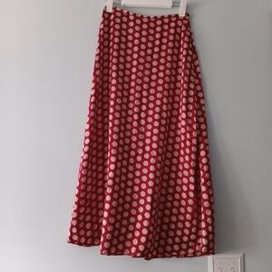 The Limited Red Polka Dot Silk Side Button Maxi Vintage Vibes Skirt 8